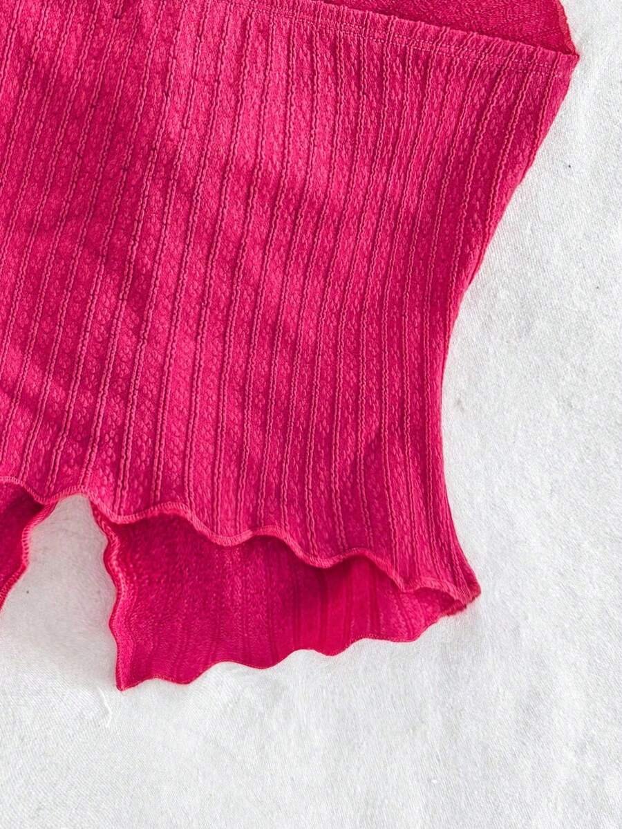 Camiseta sin tirantes sexy y con estilo, con nudo y bajo con abertura - Imagen 2