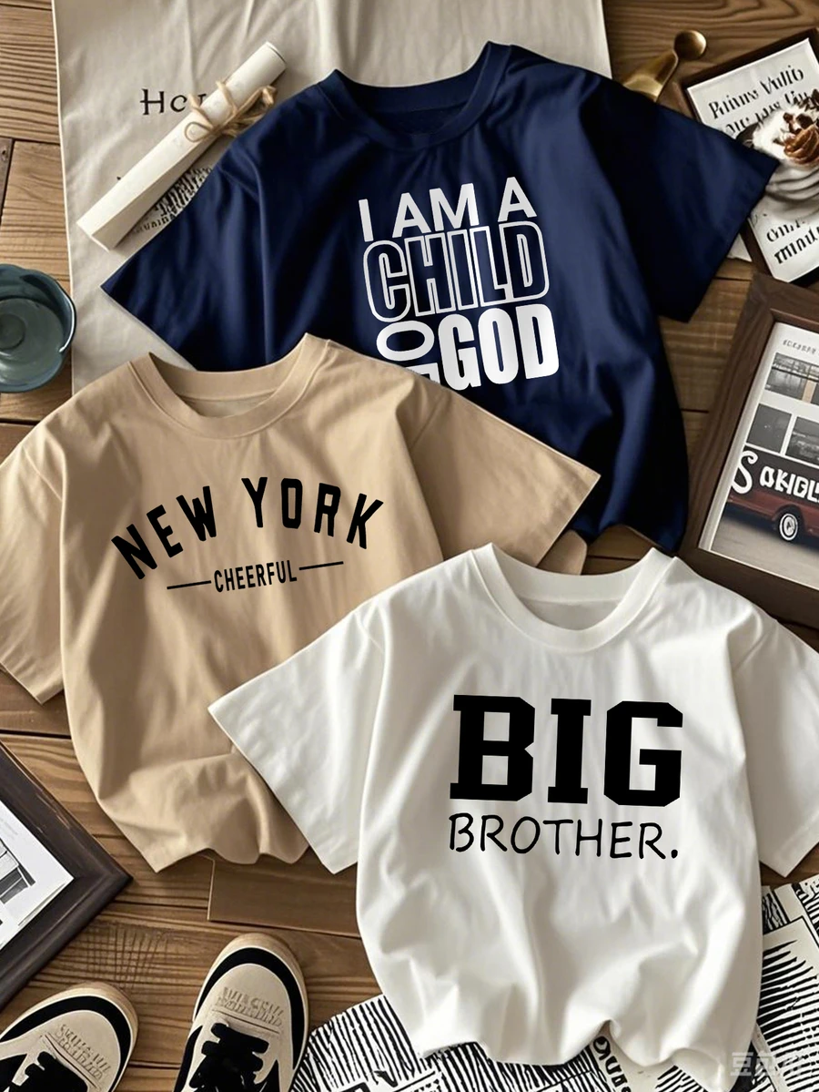 Camiseta de manga corta de cuello redondo estampada casual