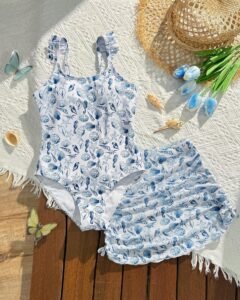 Traje de baño de una pieza para adolescentes con estampado