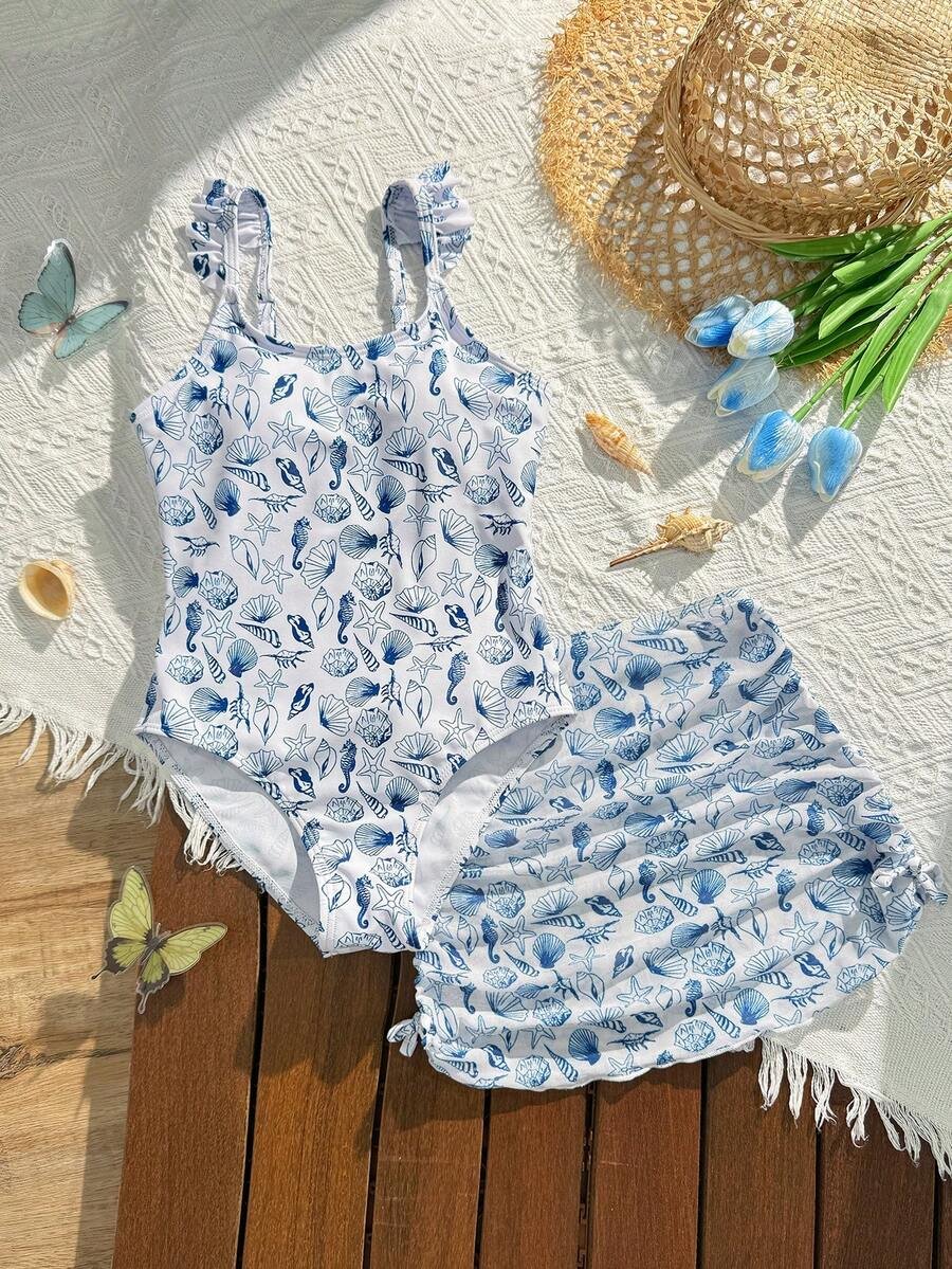 Traje de baño de una pieza para adolescentes con estampado
