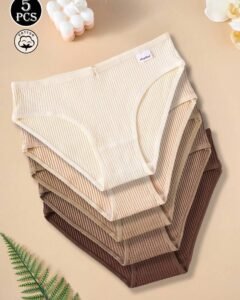 Paquete de 5 bragas de algodón para mujer – Calzones sin costuras a rayas
