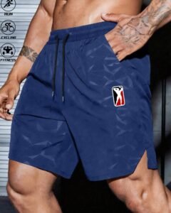 Pantalones cortos deportivos casuales para hombre con cintura con cordón y bolsillo