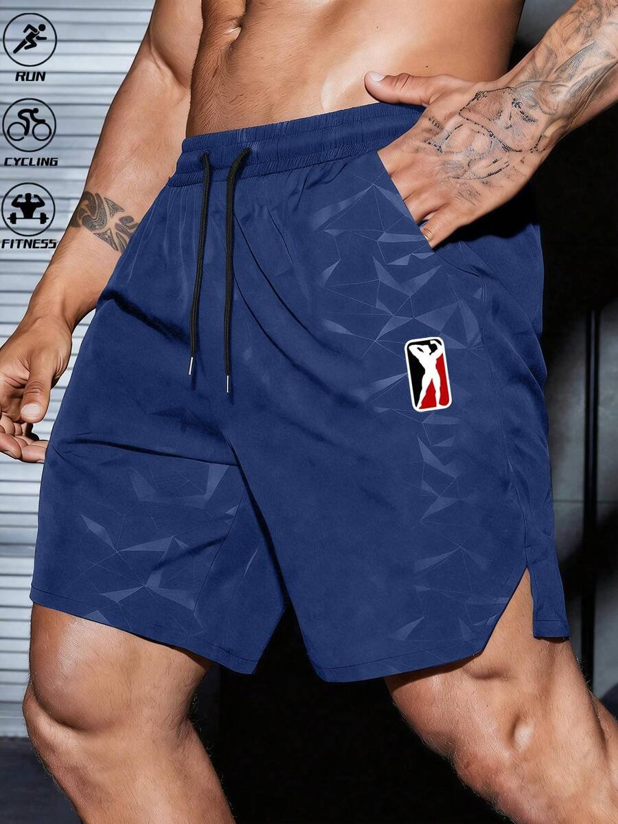 Pantalones cortos deportivos casuales para hombre con cintura con cordón y bolsillo