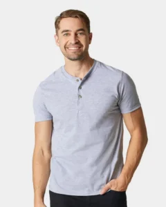 Playera Henley de Caballero Gris