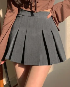 Falda pantalón plisada de unicolor para mujer con estilo informal