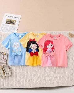 Camisetas casuales de cuello redondo de unicolor con patrón lindo