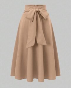 Falda larga elegante de unicolor con cintura fruncida