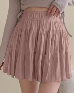 Minifalda casual de mujer con plisado en unicolor