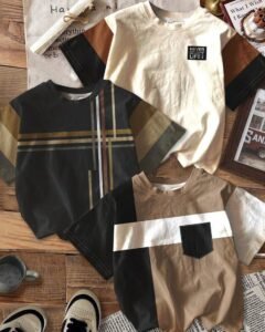 Camisetas de manga corta de bloques de color de estilo clásico