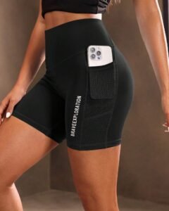 Shorts deportivos con gráfico de letras, cintura ancha y bolsillo