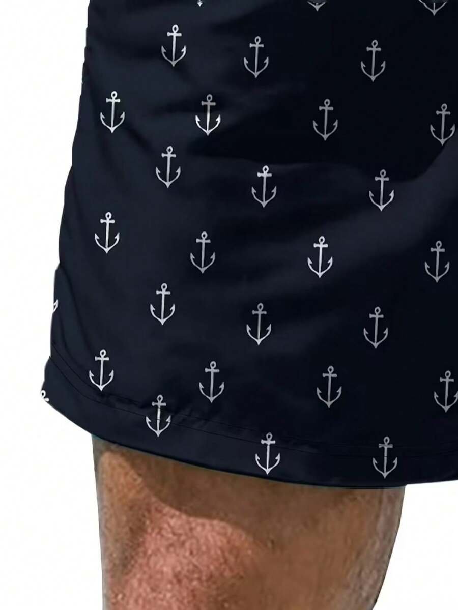 Pantalones cortos de playa con cordón y estampado de ancla - Imagen 2