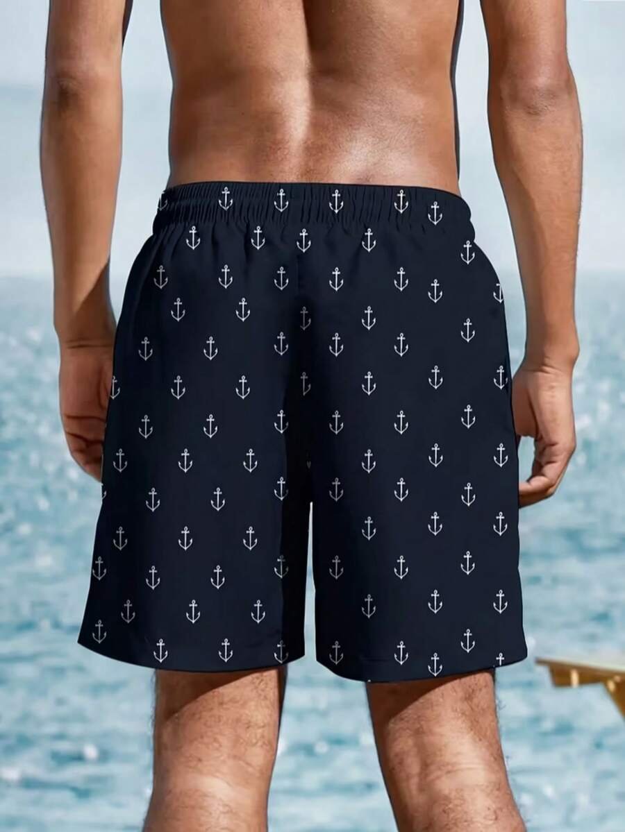 Pantalones cortos de playa con cordón y estampado de ancla - Imagen 3