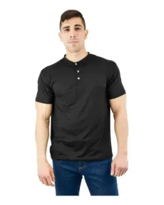 Playera Henley de Caballero Negra