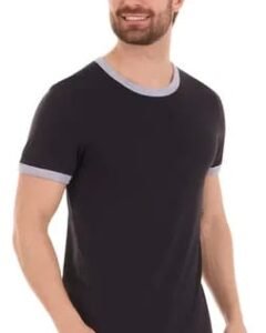 Playera Ringer Negra Cuello redondo hombre Manga Corta