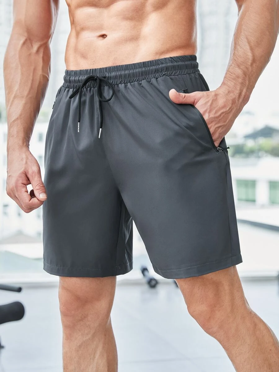 Shorts deportivos con bolsillo con cremallera y gráfico de letras - Imagen 3