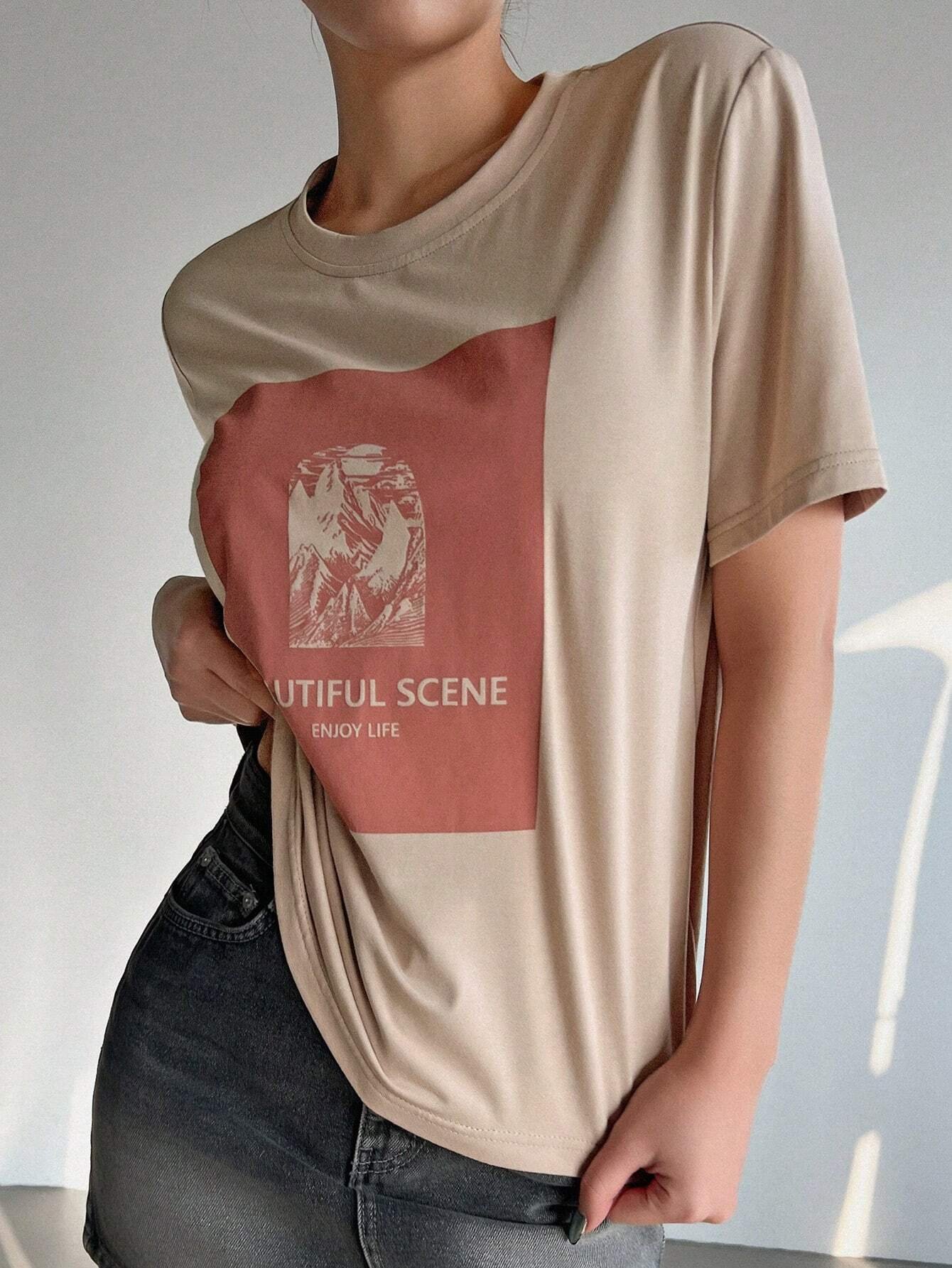Camiseta de manga corta de cuello redondo con estampado - Imagen 3