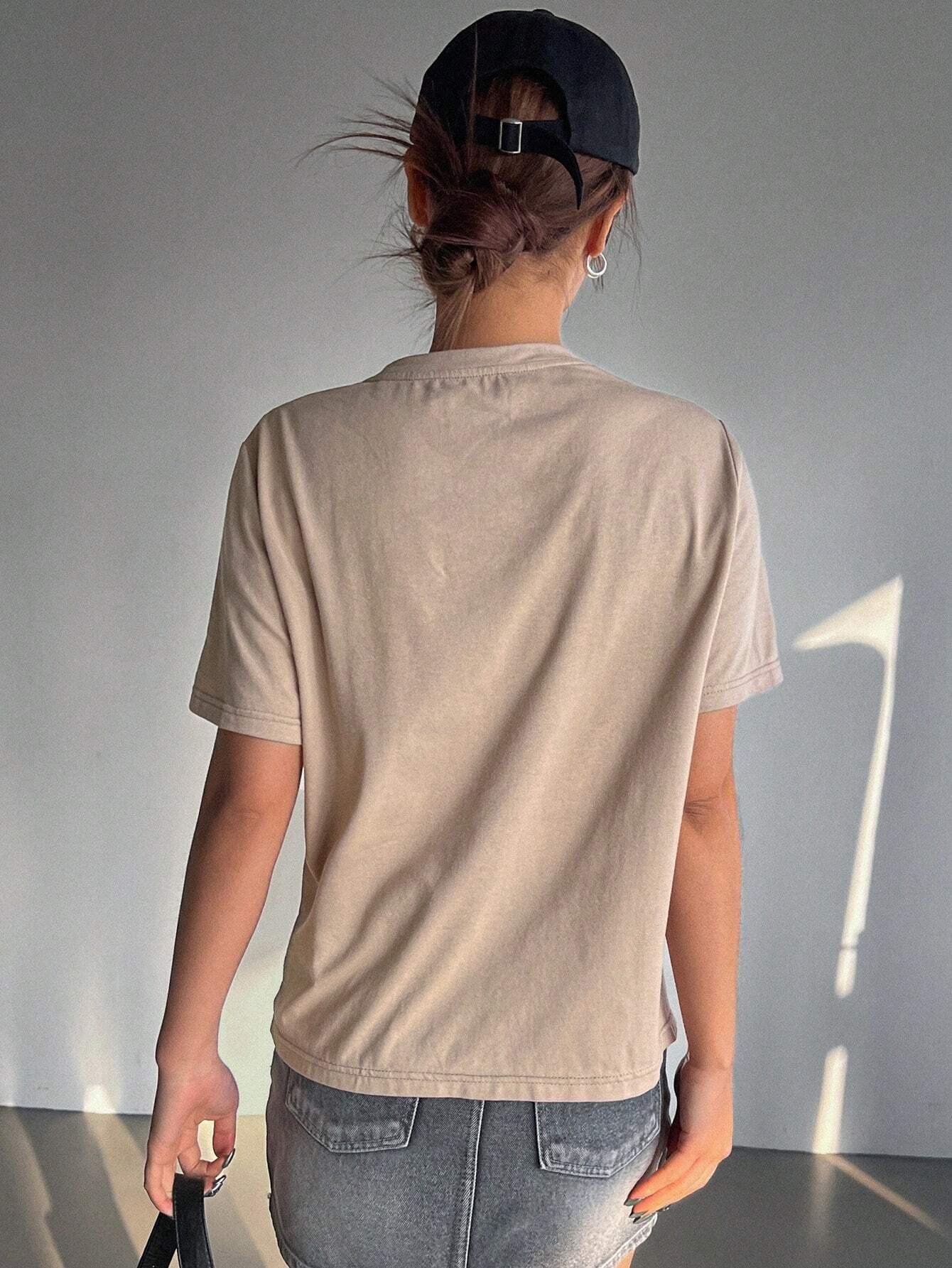 Camiseta de manga corta de cuello redondo con estampado - Imagen 2