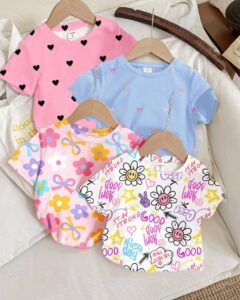 Camisetas básicas de manga corta y cuello redondo para niñas