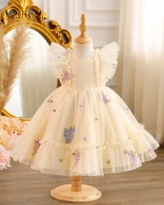 Vestido de princesa bordado para niñas pequeñas