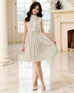 Vestido elegante y minimalista sin mangas con diseño de cuello