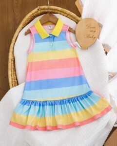 Vestido camisero con ajuste ceñido y rayas de arcoíris