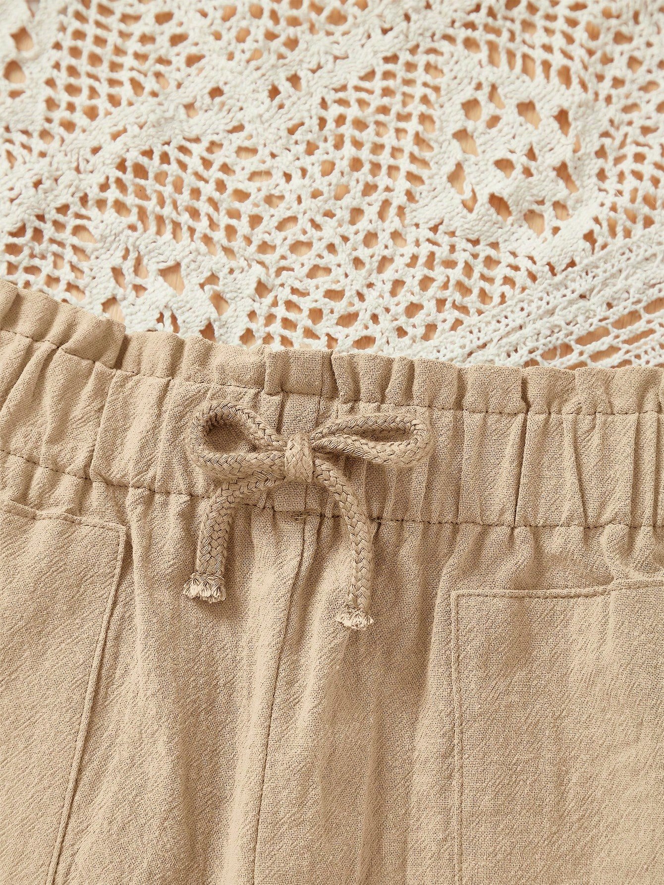 Shorts de verano para niñas preadolescentes de unicolor con cintura elástica - Imagen 2
