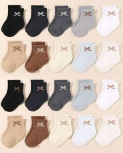 10 pares calcetines con diseño de lazo para recién nacidos e infantes