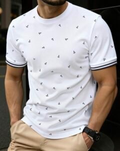 Camiseta casual de manga corta con estampado para hombre