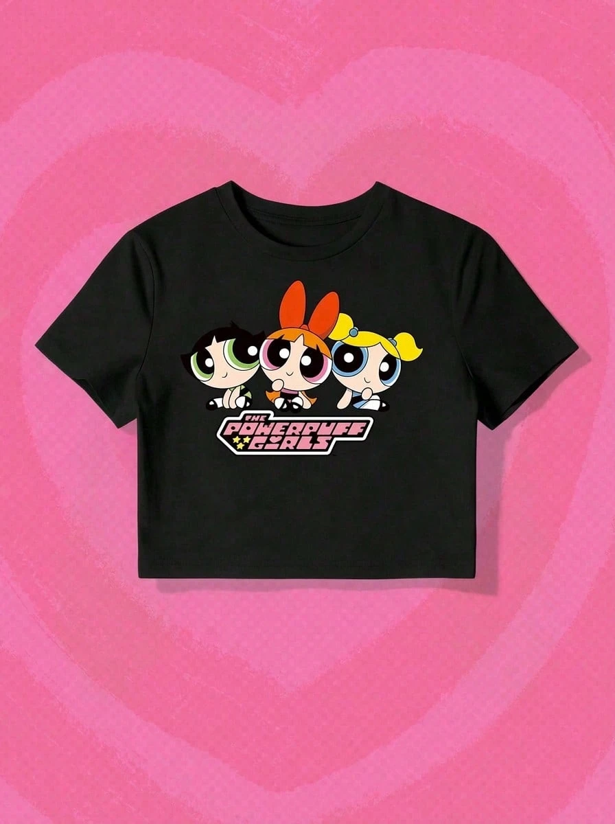 Camiseta de cuello redondo con estampado lindo