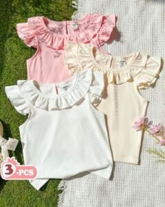 Blusas con cuello de volantes y mangas cortas