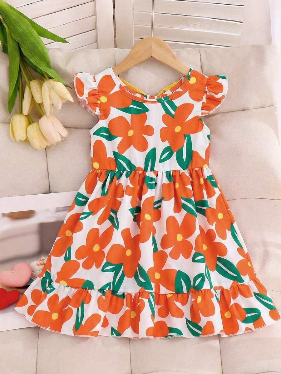 Vestido casual elegante con cuello redondo y mangas abullonadas - Imagen 3