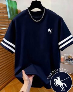 Camiseta de hombre de cuello redondo con estampado bordado