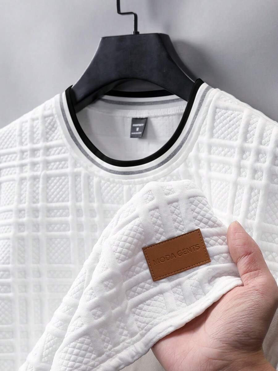 Camiseta de punto jacquard de unicolor con textura - Imagen 2