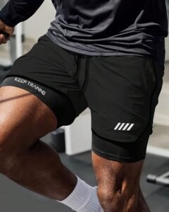 Pantalones cortos deportivos casuales para hombres con estampado de letras