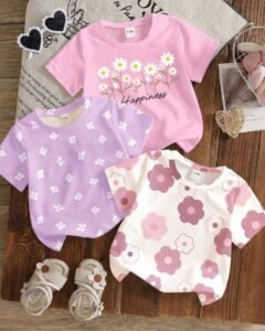 Camisetas de manga corta con estampados florales y eslóganes
