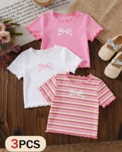 Blusas con cuello redondo, volantes acanalados y estampado