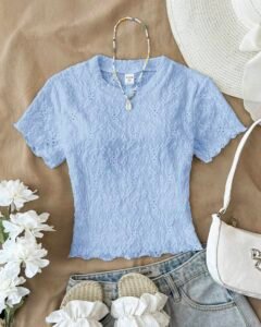 Camiseta de manga corta de punto jacquard