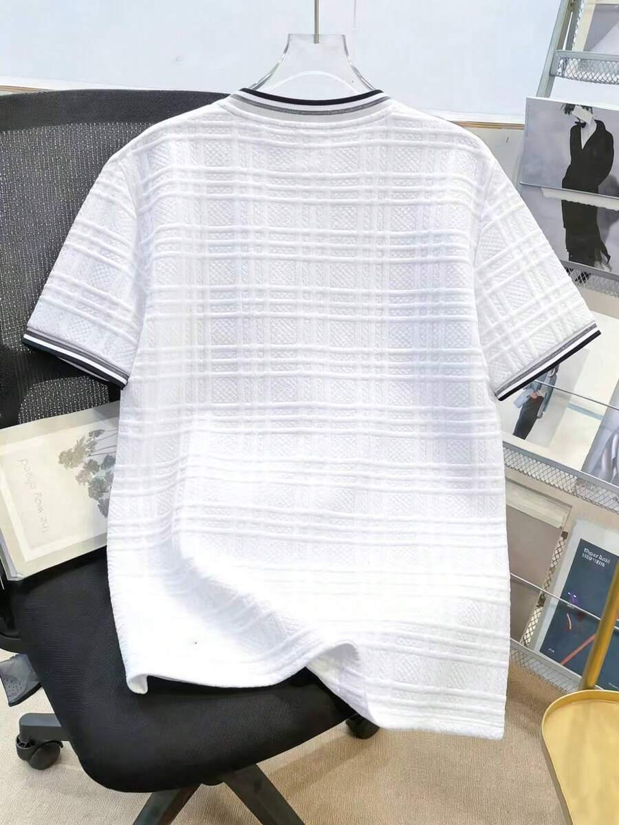 Camiseta de punto jacquard de unicolor con textura - Imagen 3