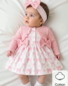 Vestido de manga larga con estampado floral de corazón de encaje rojo y diadema