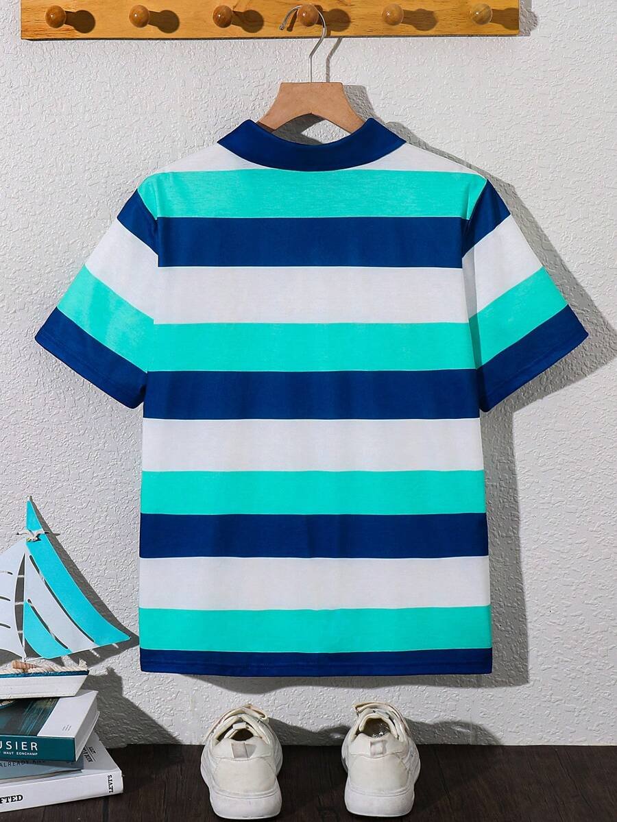 Camisa polo de manga corta a rayas informal - Imagen 3