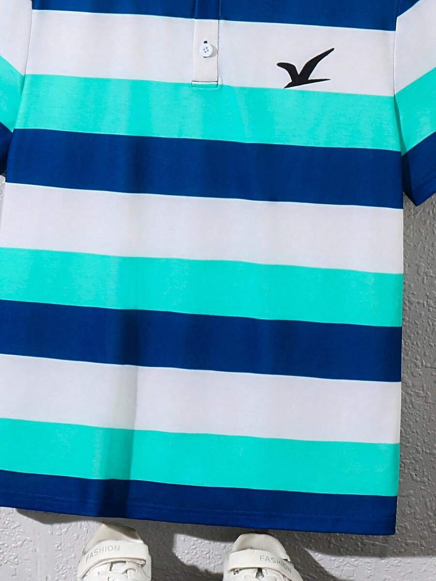 Camisa polo de manga corta a rayas informal - Imagen 2