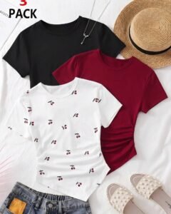 Camisetas de manga corta y cuello redondo ajustadas con bajo asimétrico