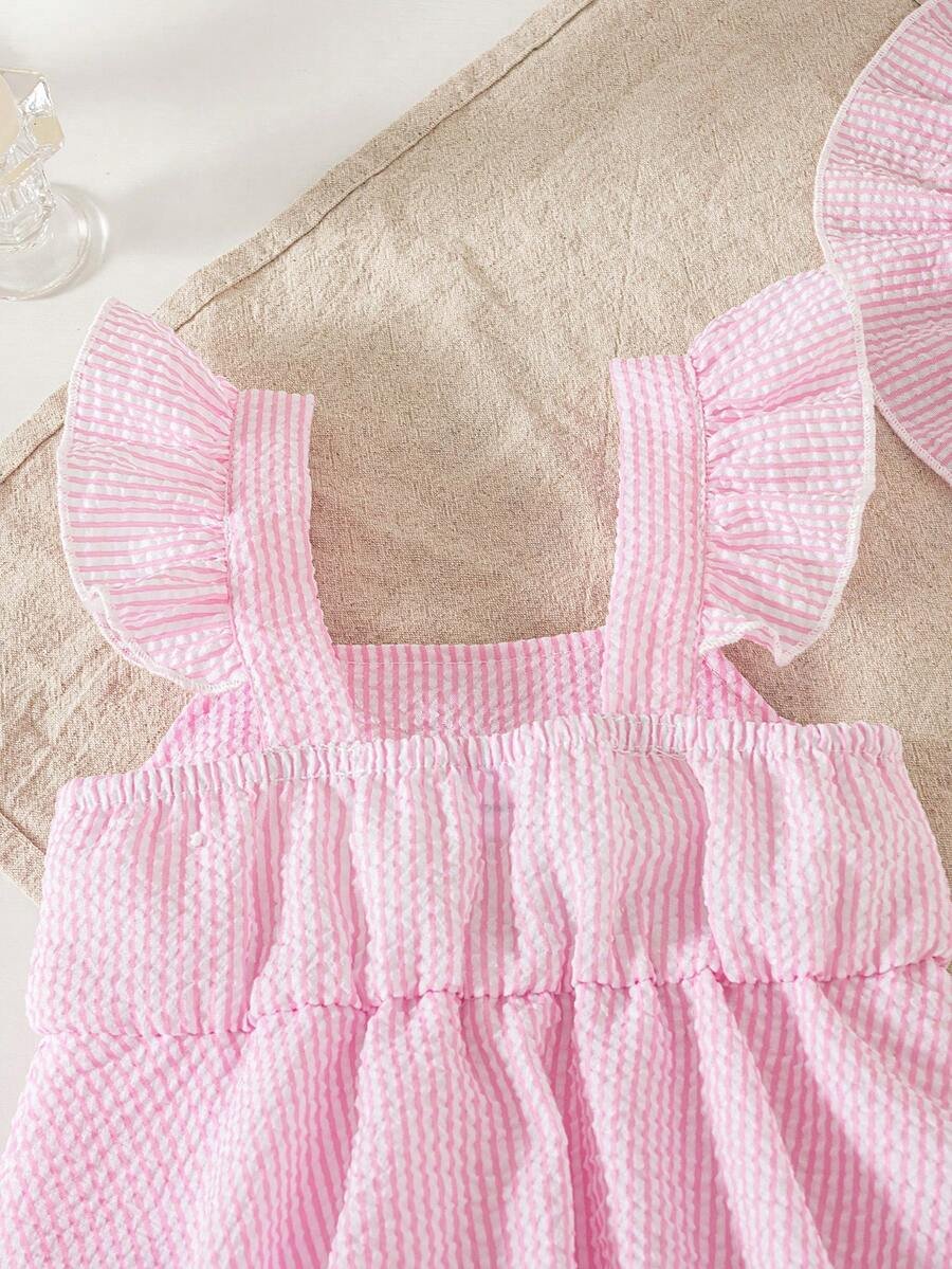 Pelele de rayas para bebé niña con gran lazo decorativo - Imagen 2