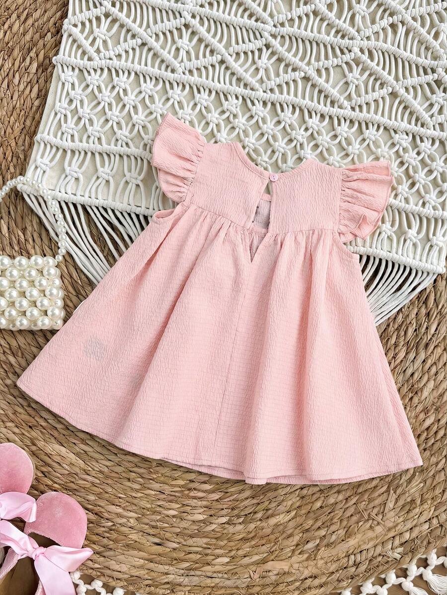 Vestido de manga corta elegante y lindo con decoración de lazo - Imagen 3