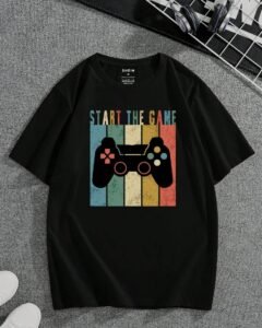 Camiseta algodón con mando de juego & con estampado de letra