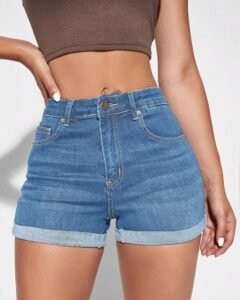 Shorts en mezclilla bajo de doblez