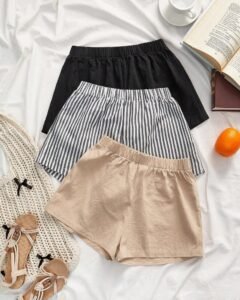Pantalones cortos de lino de colores múltiples tejidos de moda