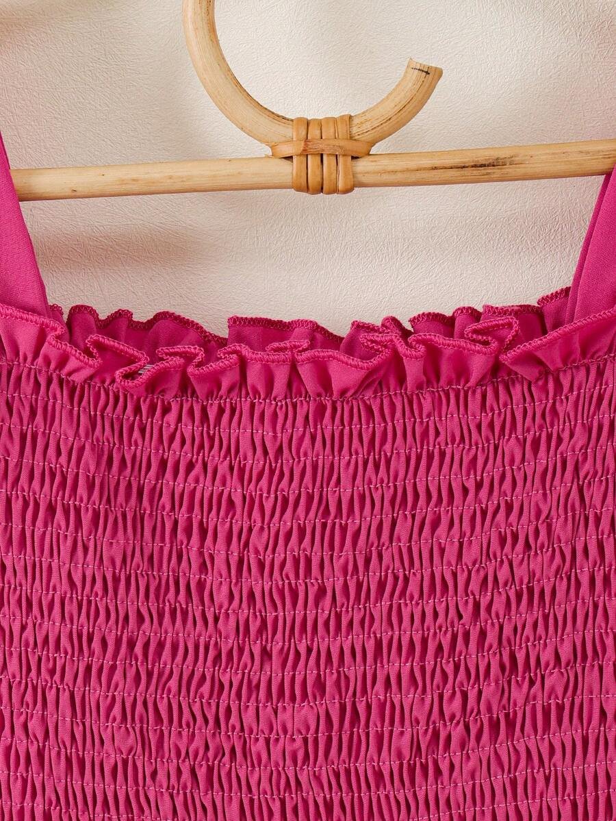 Vestido casual con volantes en el bajo unicolor para chicas - Imagen 2