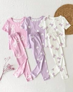 Conjunto de pijama para niña, parte superior de manga corta y pantalones