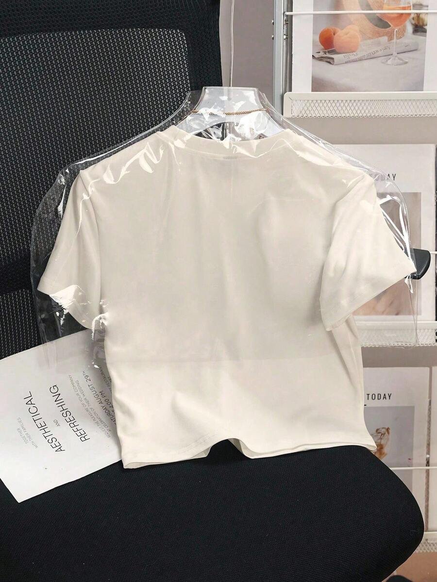 Camiseta de verano con estampado de café y letra - Imagen 2